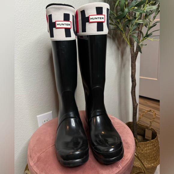 Hunter Shoes - Hunter Original Tall Rain Boots Womens US 8 Black Gloss Waterproof‎ Rubber Boot